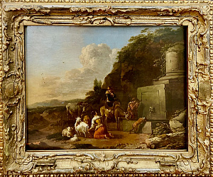Солмакер Ян Франс (1635-1665). Пастухи со стадом возле классической руины. 1660-е гг. Дерево, дуб, масло. 34 х 43 