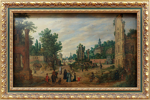 Себастьян Вранкс (1573-1647) Каприччио на Кампо Ваччино. Доска, масло. 48,3 х 76,8 см