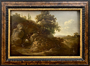 Саломон Ромбаутс (ок. 1650-1702). Пейзаж с охотниками. Последняя четверть XVII в. Дерево, масло. 72,7 х 58,5 см