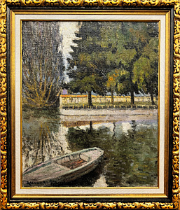 Альтман Александр (фр. Alexandre Altman) (1885-1950) . Пейзаж с лодкой на берегу озера. 1910-е - 1920-е гг. Холст, масло. 73,2 х 60,2