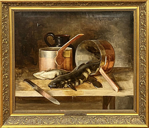Клевер Юлий Юльевич младший (1882-1942). Натюрморт с рыбами и посудой. 1908 г. Холст, масло. 67 х 80 см. 