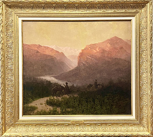 Горный пейзаж. Кавказ. Конец XIX в. Картон, масло. 59 х 67 см