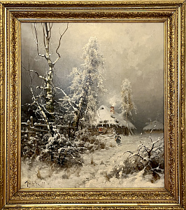 Клевер Юлий Юльевич (1850-1924). Зимний пейзаж. 1897 г. Холст, масло.115 х 100.5 см. 