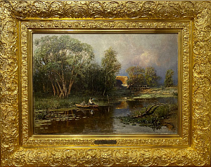 Николай Егорович Маковский (1842-1886). Летний пейзаж с рыбаками. 1885 г. Холст, масло. 53,2 х 75,3 см