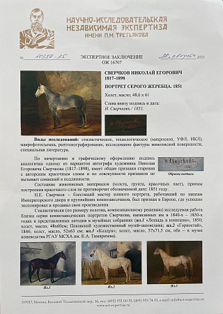 Сверчков Николай Егорович (1817-1898) Портрет Серого жеребца. 1851 г.