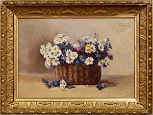 Бурхардт Федор Карлович (1854-1919). Полевые цветы в корзине. 1903 г. 