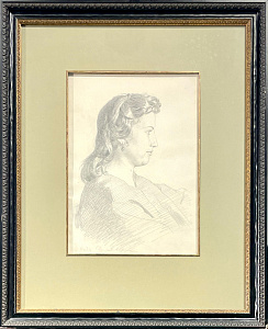 Репин Илья Ефимович (1844-1930). Портрет молодой девушки. 1867 г. Бумага, графический карандаш. 32.5 х 22.5 см.